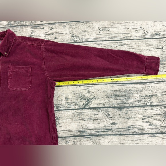 Steve & Barry's Men's Burgundy Corduroy Long Sleeve Button Shirt, Size Large - Picture 3 of 7